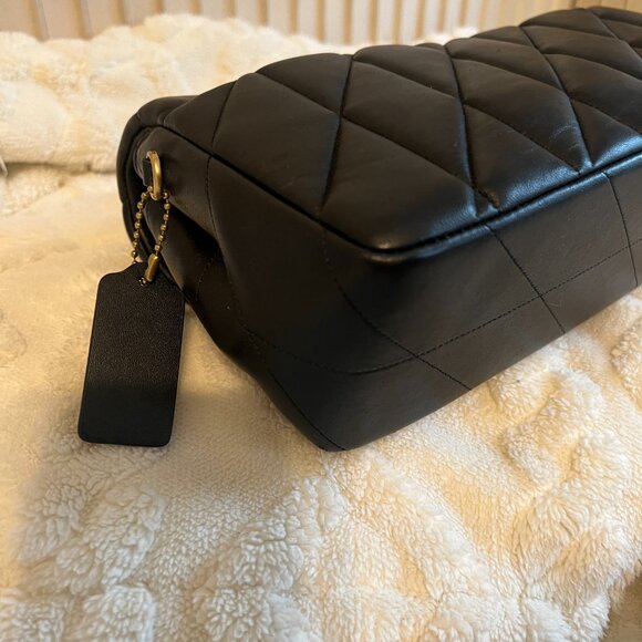 COACH Tabby 26 Quilted Shoulder Crossbody Bag CP150 Black w/ Brass + Dust Bag - Picture 8 of 15